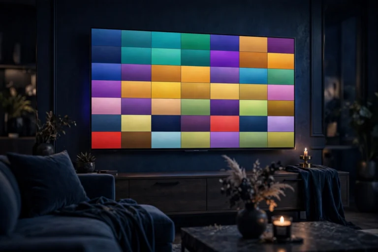 How to install IPTV on an LG Smart TV: smart TV displaying an electronic programme guide in a living room